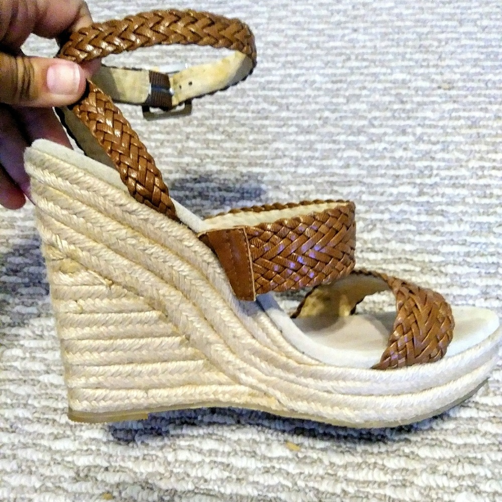 Michael Kors brown espadrilles platforms sz 10